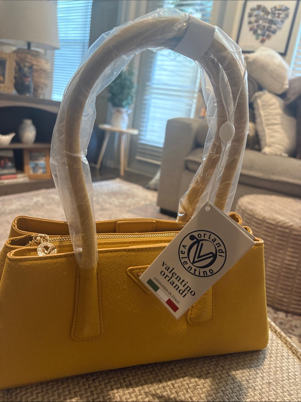 Valentino Orlandi Mustard Yellow Top-Handle Satchel